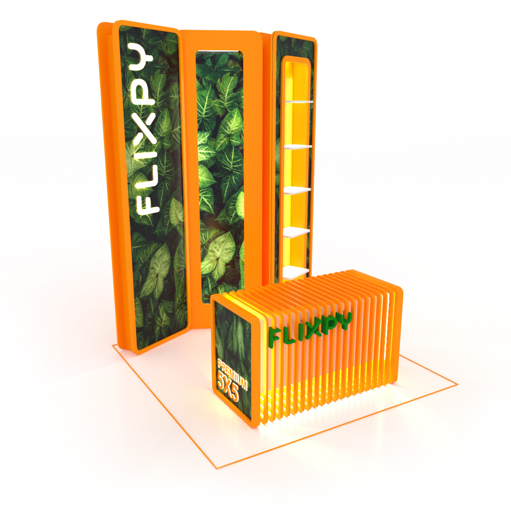 Modular sustainable event booth setup by Flixpy at a trade fair