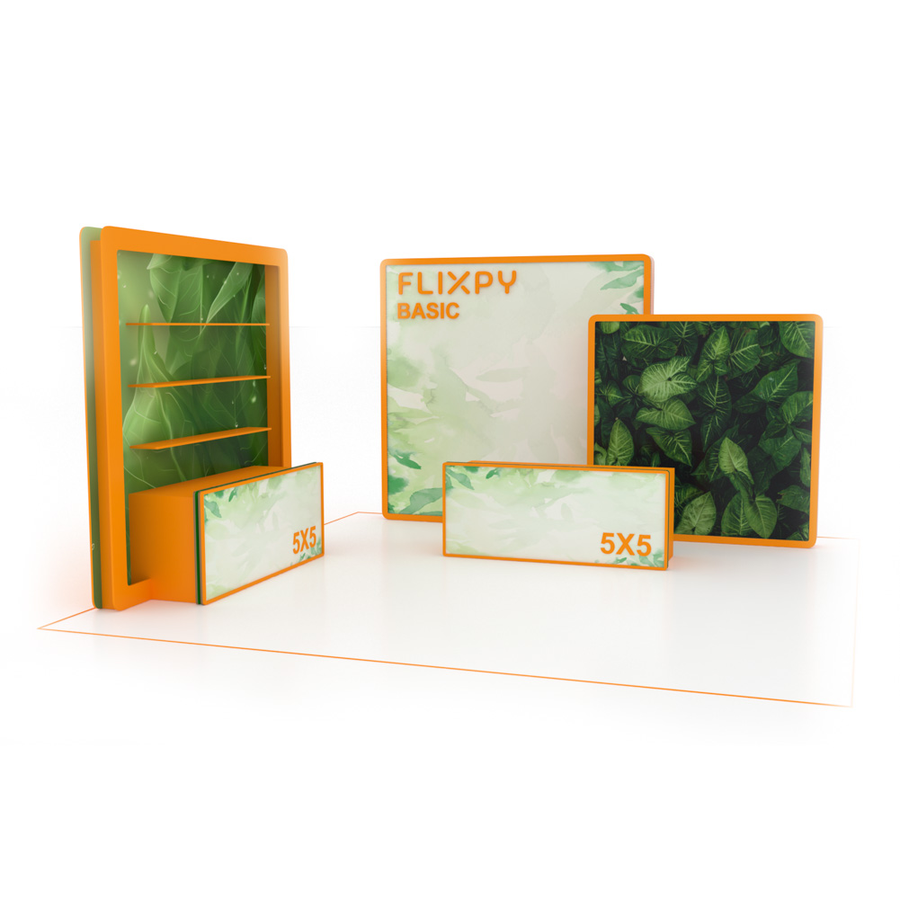 Modular sustainable event booth setup by Flixpy at a trade fair