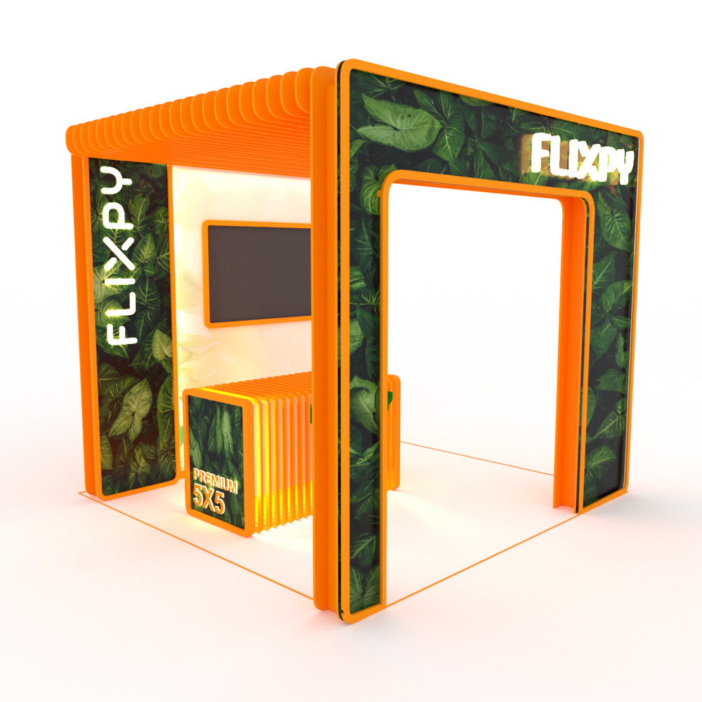 Modular sustainable event booth setup by Flixpy at a trade fair