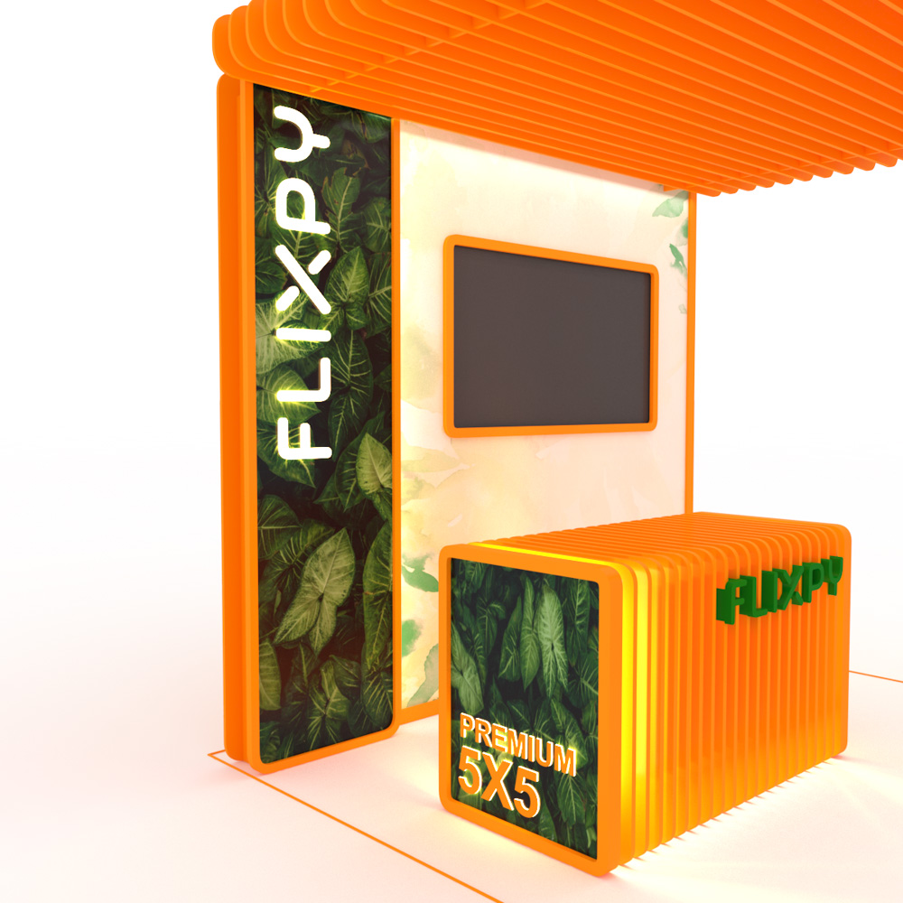 Modular sustainable event booth setup by Flixpy at a trade fair