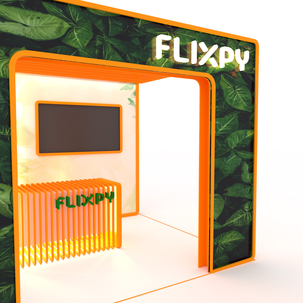 Modular sustainable event booth setup by Flixpy at a trade fair