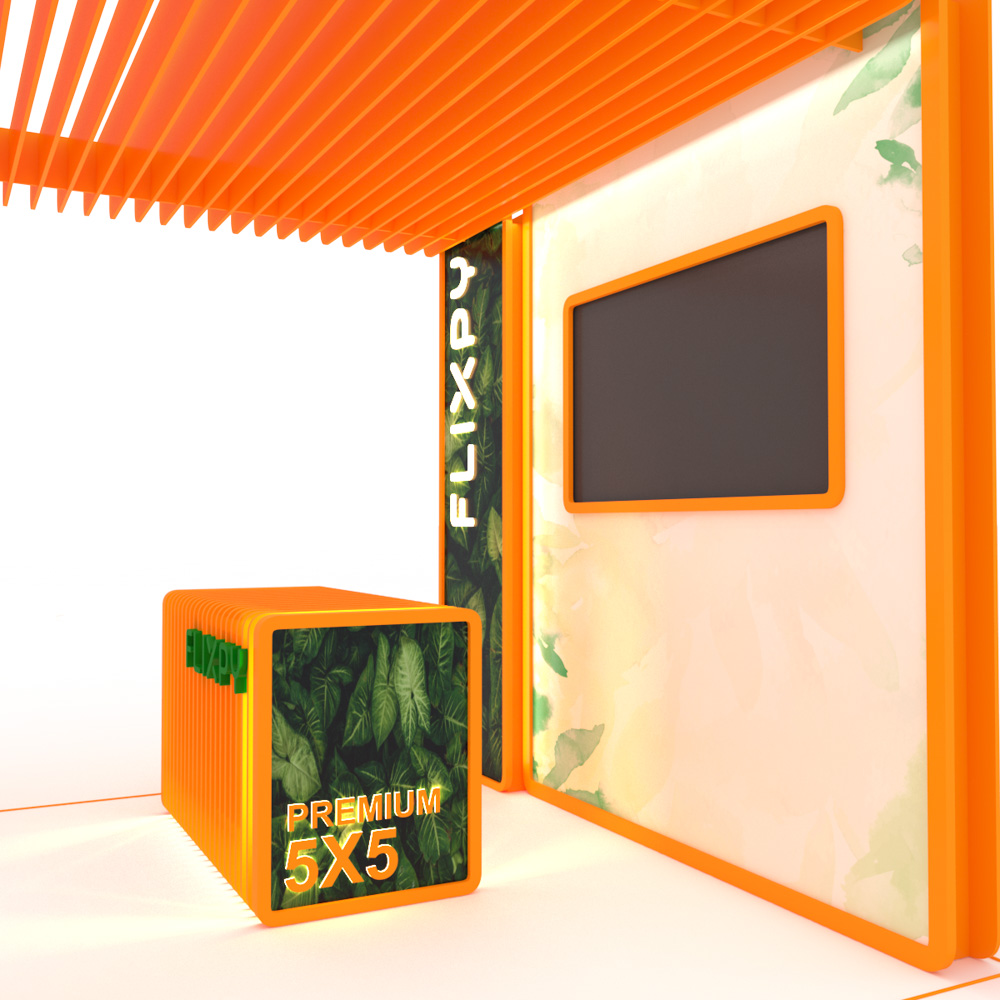 Modular sustainable event booth setup by Flixpy at a trade fair