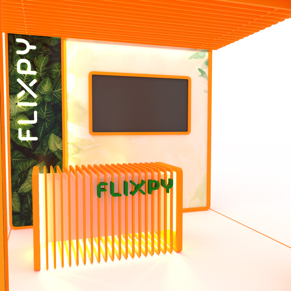 Modular sustainable event booth setup by Flixpy at a trade fair
