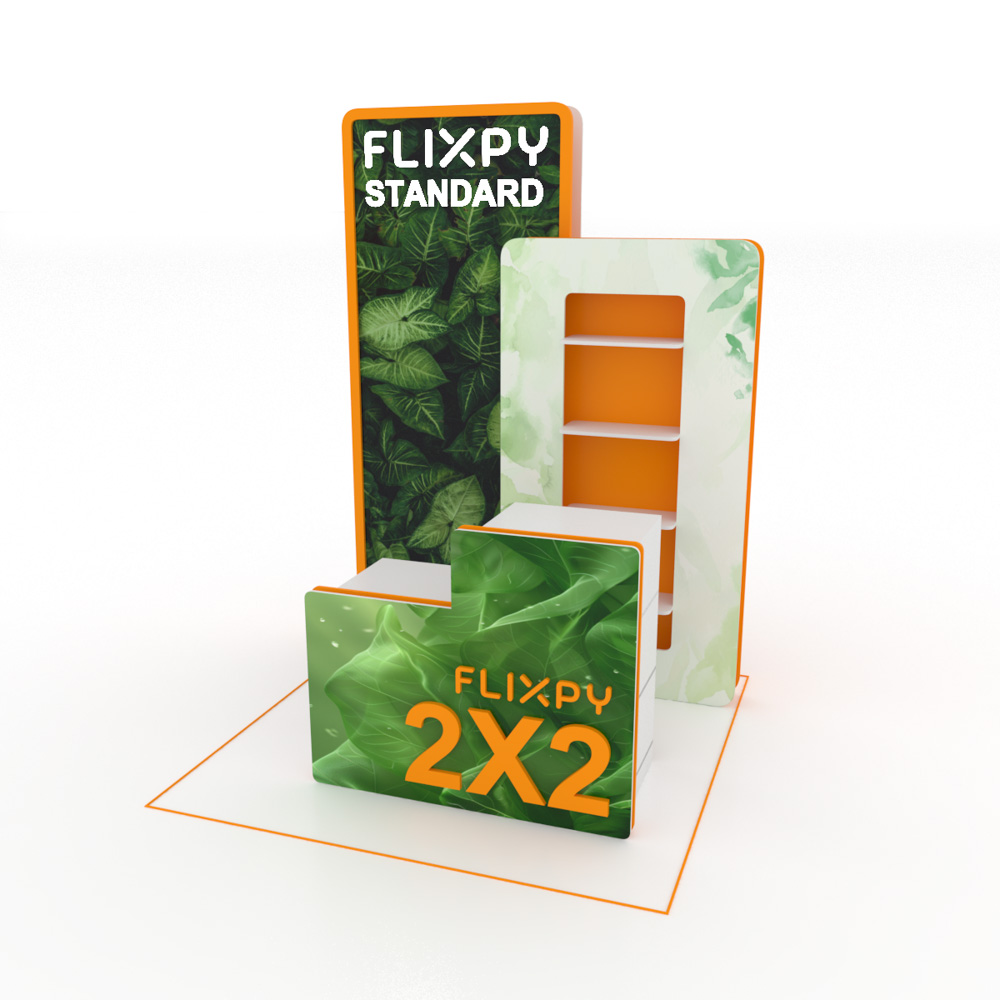 Modular sustainable event booth setup by Flixpy at a trade fair