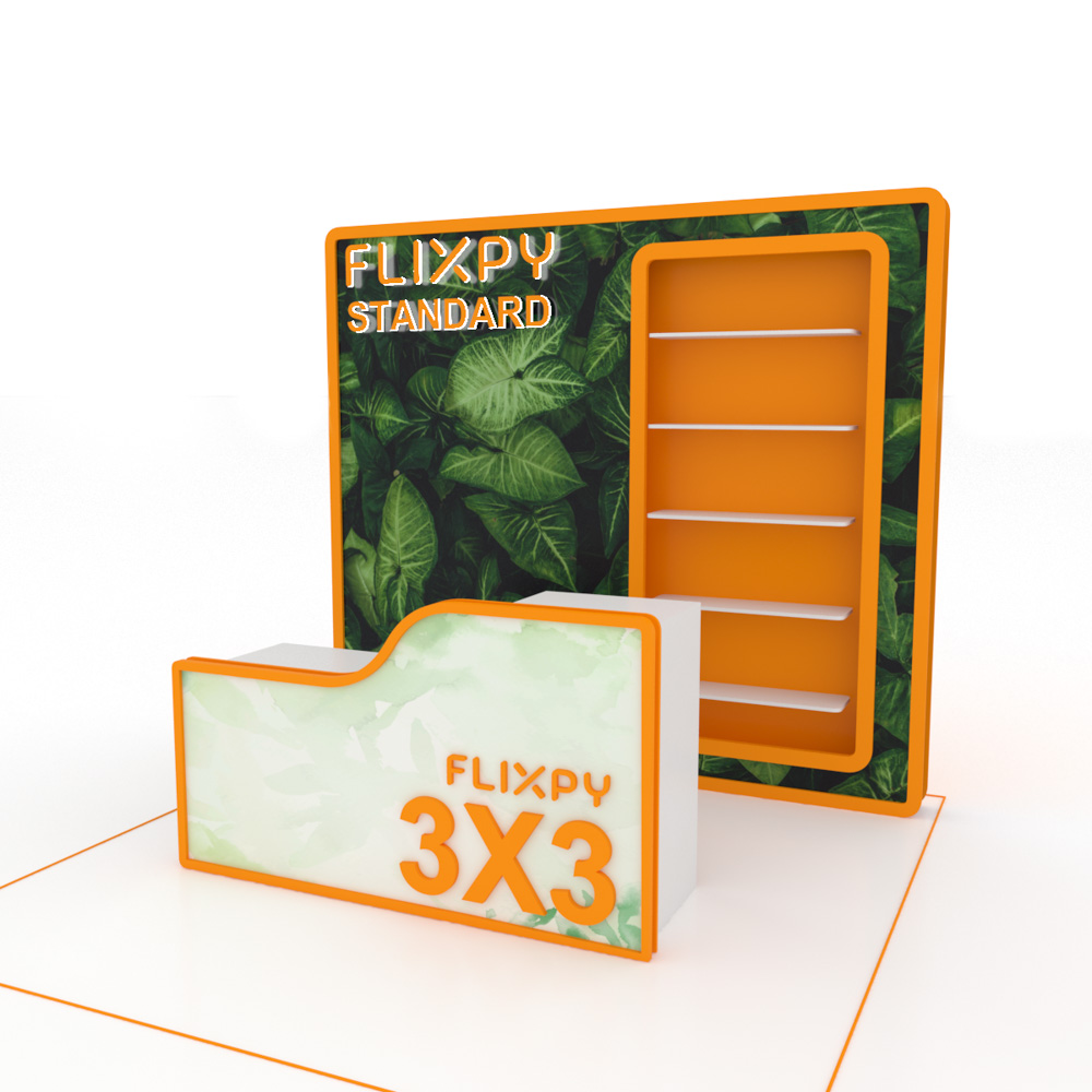 Modular sustainable event booth setup by Flixpy at a trade fair