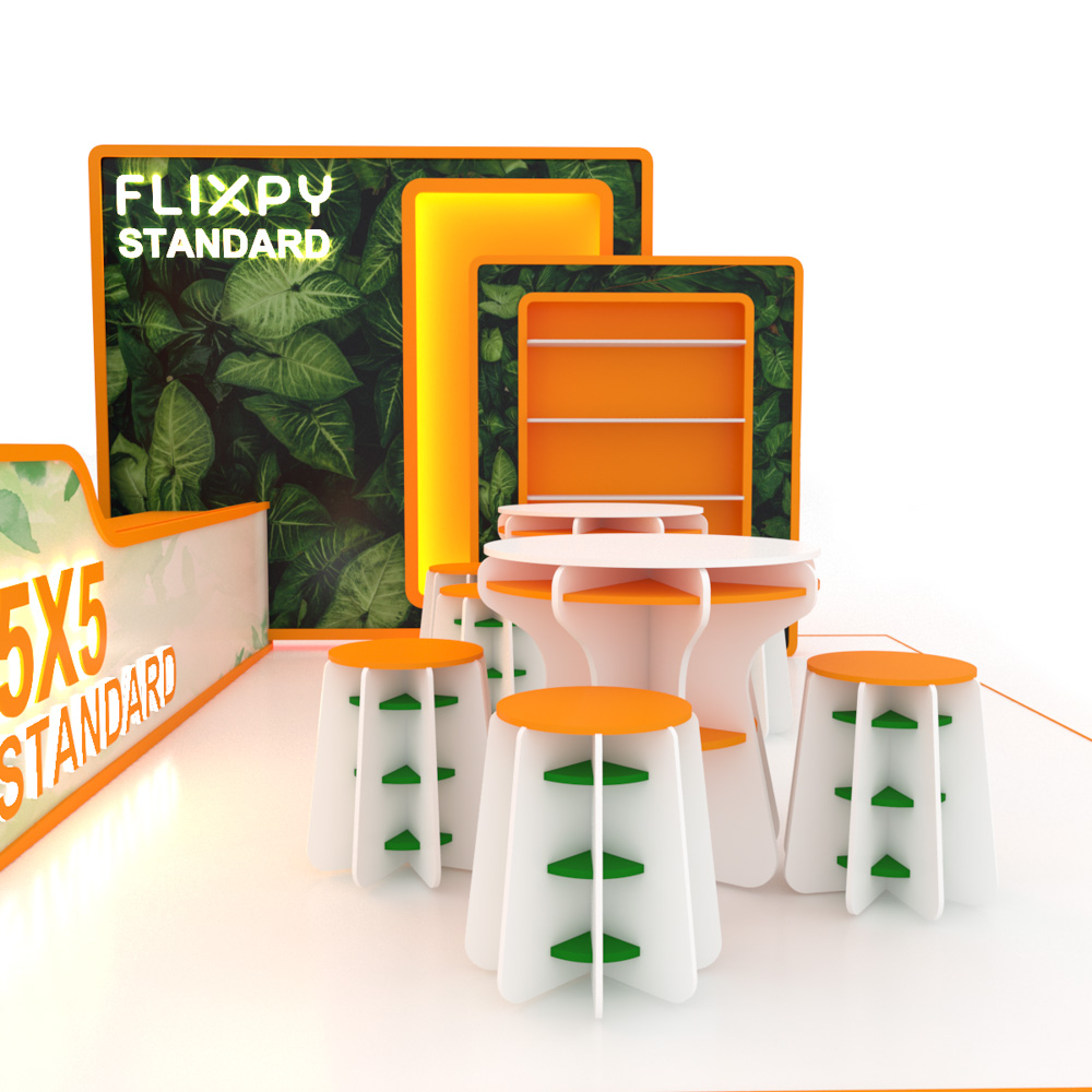 Modular sustainable event booth setup by Flixpy at a trade fair
