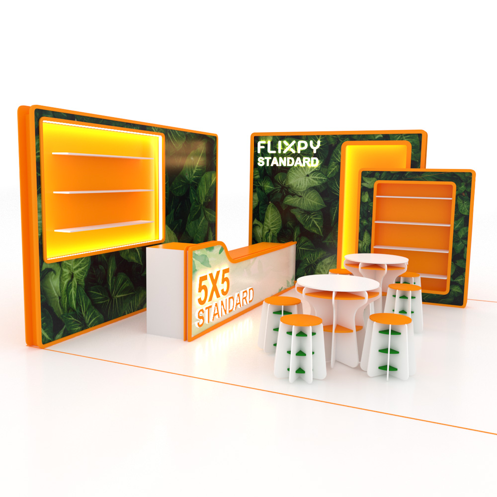 Modular sustainable event booth setup by Flixpy at a trade fair